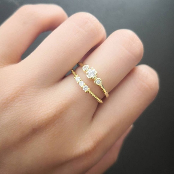 Multi Stone Ring, CZ Stacking Ring - Picture 7 of 7